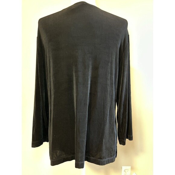 CHICO'S TRAVELERS Black Scoop Neck Top 3/4 Sleeves Metal Disc Trim Sz 3 (XL) - Picture 3 of 6